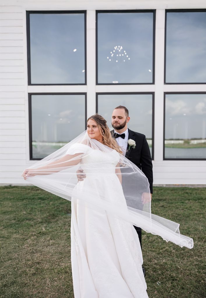 Bride and groom at The Gardenia wedding venue, one of the best wedding venues in Dallas Fort Worth