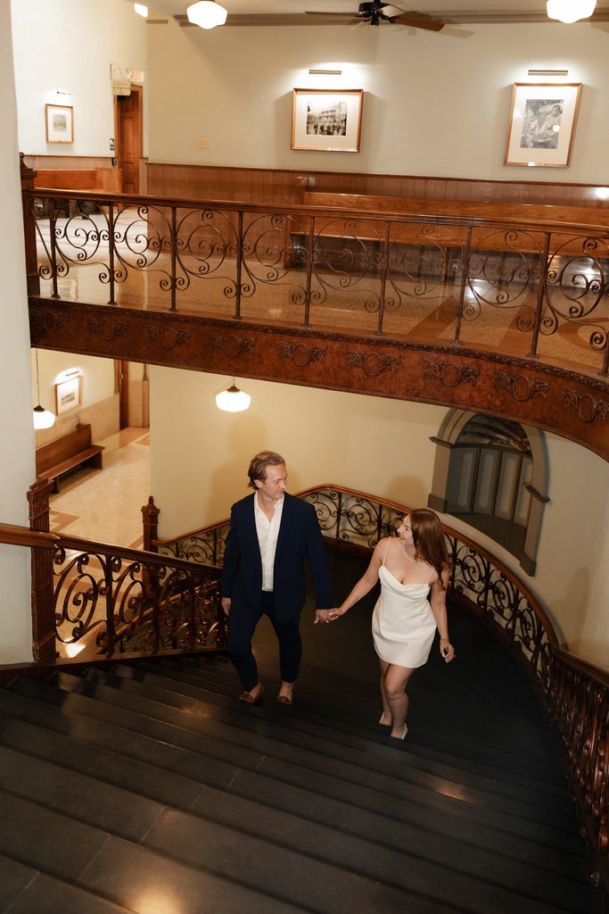 Bride and groom at the Tarrant County Courthouse, one of the best wedding venues in Dallas Fort Worth