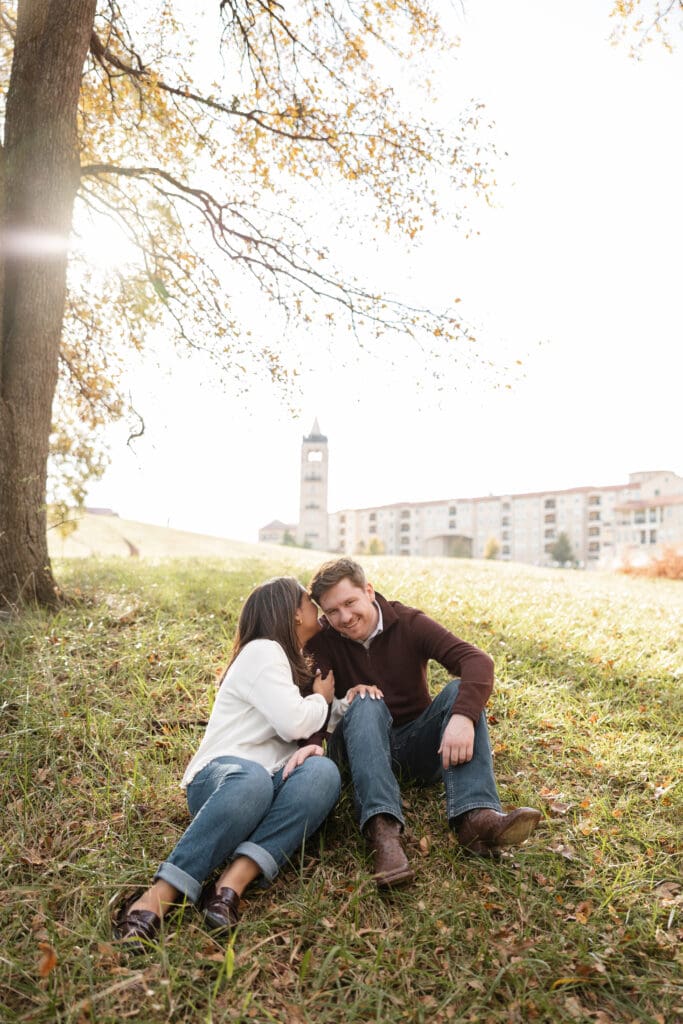 Wooded areas with soft light for Adriatica Village engagement photos