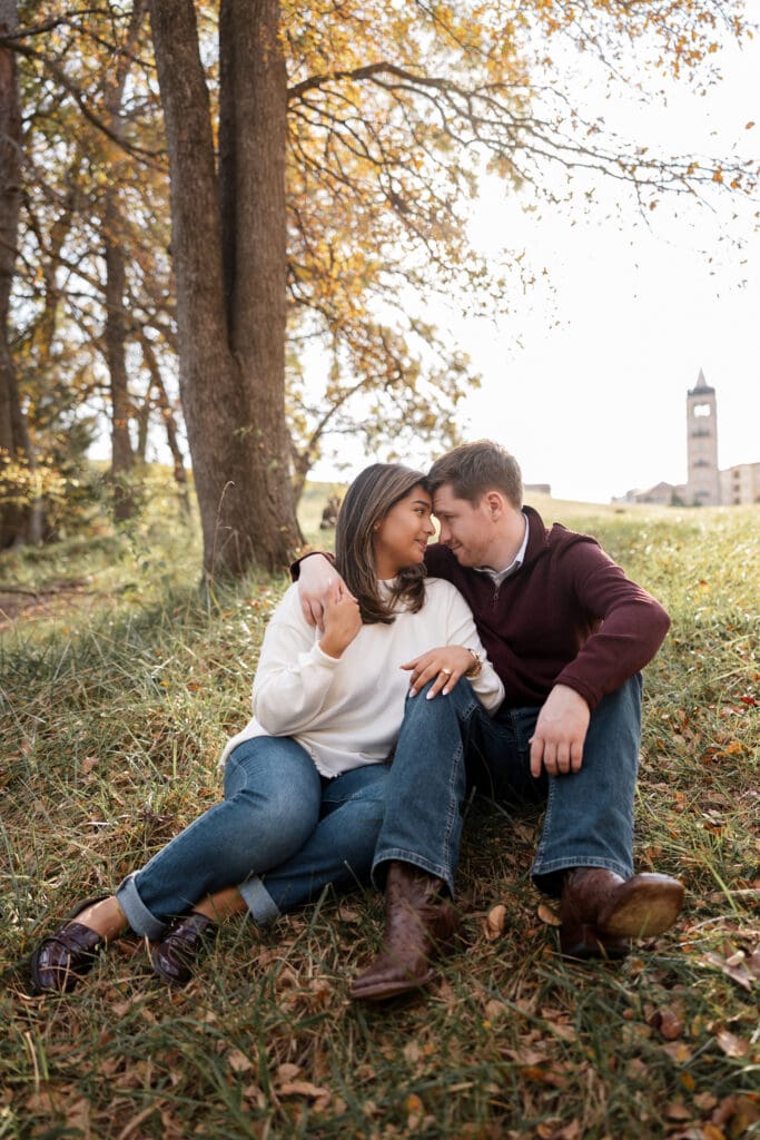 Wooded areas with soft light for Adriatica Village engagement photos