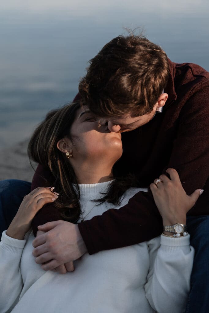 Romantic lakeside moments captured in Adriatica Village engagement photos
