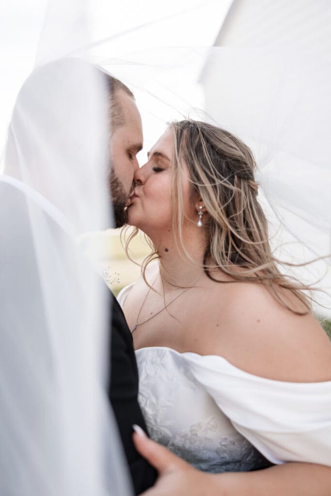 Bride and groom portraits at The Gardenia Venue in Valley View, TX