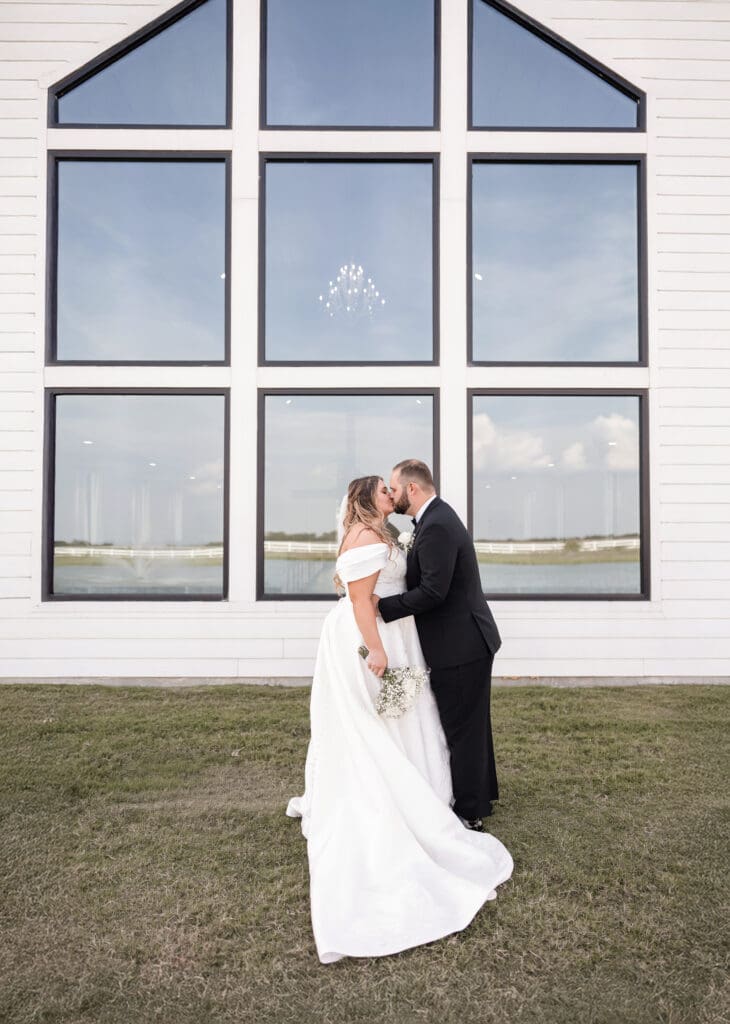 Bride and groom portraits at The Gardenia Venue in Valley View, TX