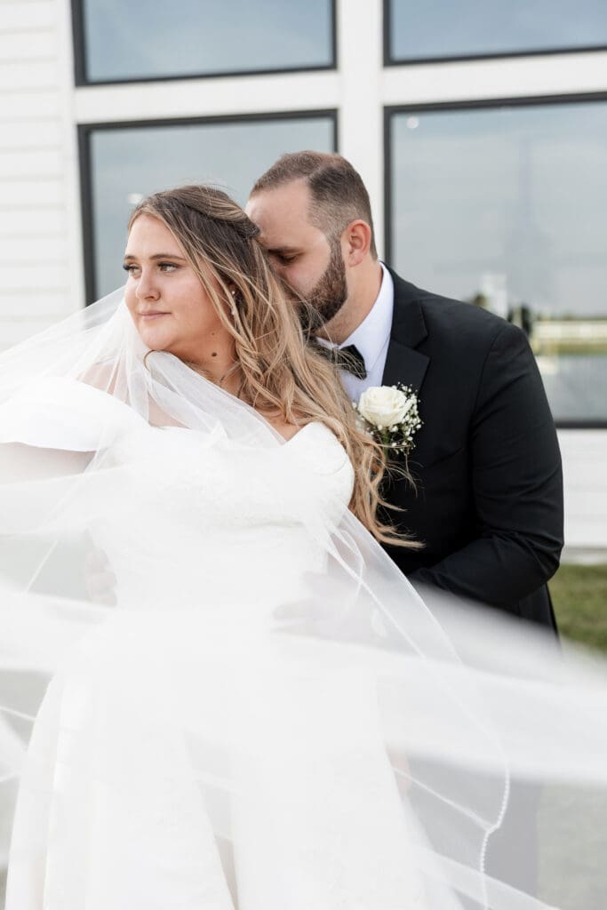 Bride and groom portraits at The Gardenia Venue in Valley View, TX