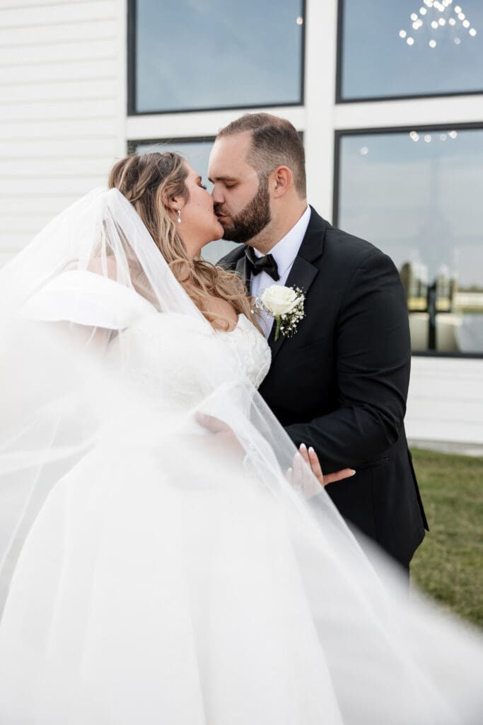 Bride and groom portraits at The Gardenia Venue in Valley View, TX