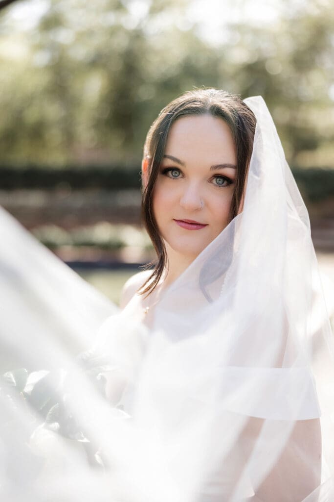 Bridal portrait at Chandor Gardens in Weatherford, TX