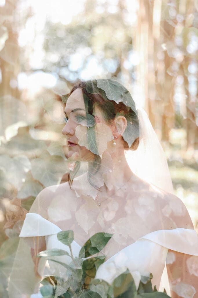 Double exposure photo of bride