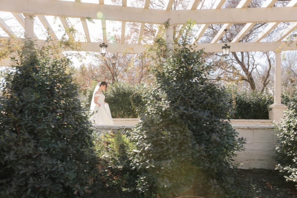 Bridal running under the trellis hallway
