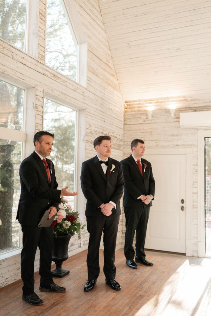 Groom waiting for his bride to walk down the aisle