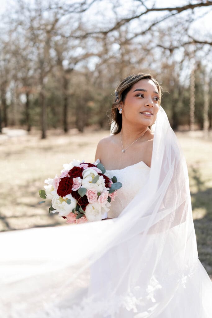 bridal portraits of the bride outside Soli Deo Gloria
