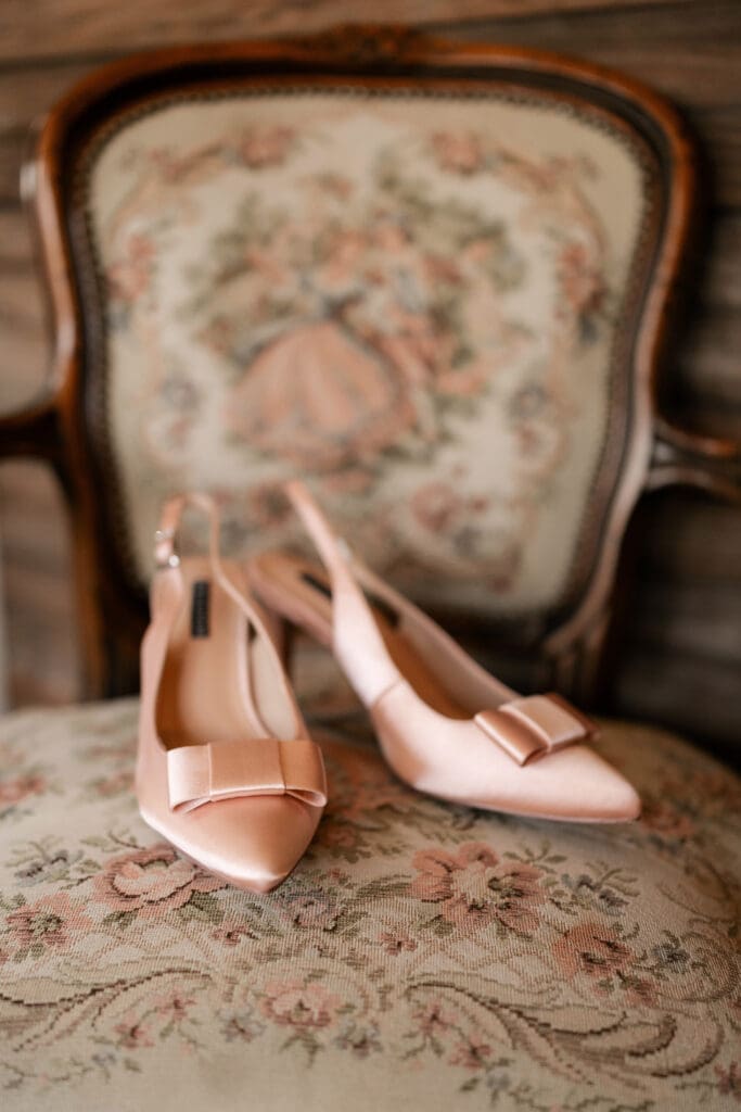 Bride's shoes on chair