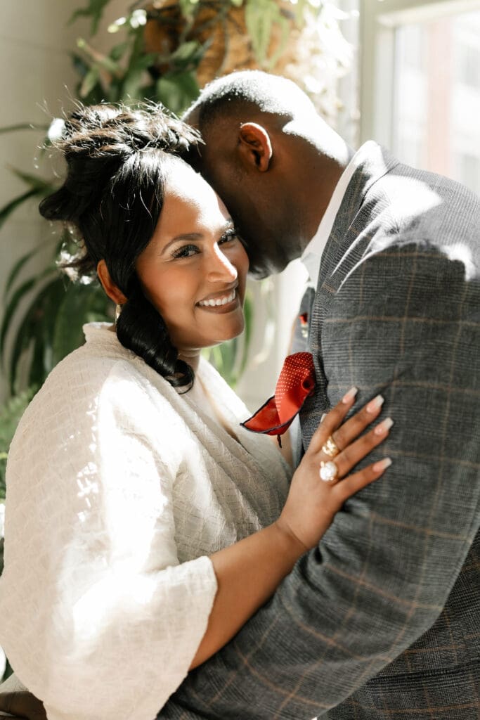 Engagement photos in the pavilion at Sundance Square in Fort Worth, TX