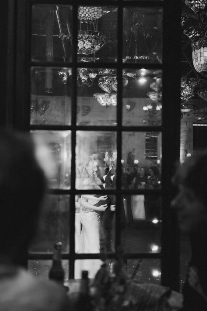 Bride and groom's first dance at the Nouveau Antique Bar in Houston, TX