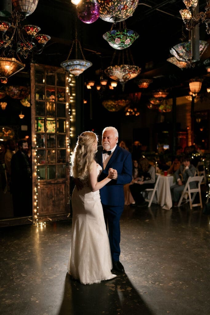 Bride's dance with father at the Nouveau Antique Bar in Houston, TX