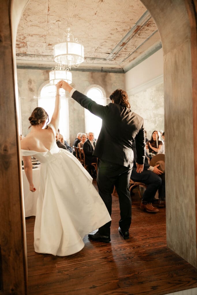 Bride and groom's first dance at The 1906 wedding venue in Whitesboro, TX