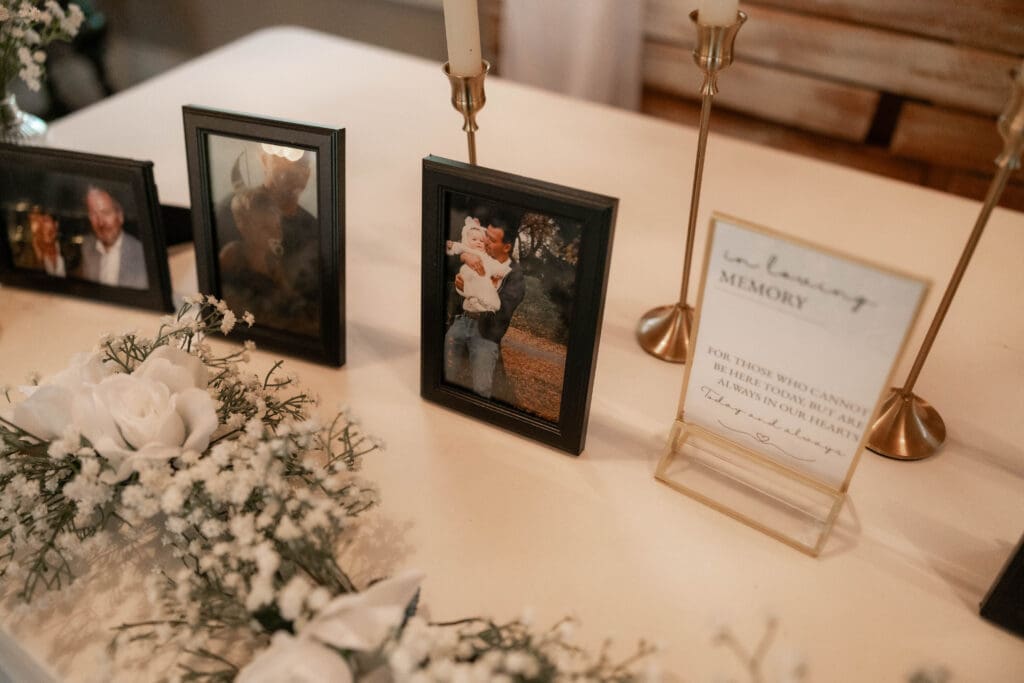 Memorial table at The 1906 wedding venue in Whitesboro, TX
