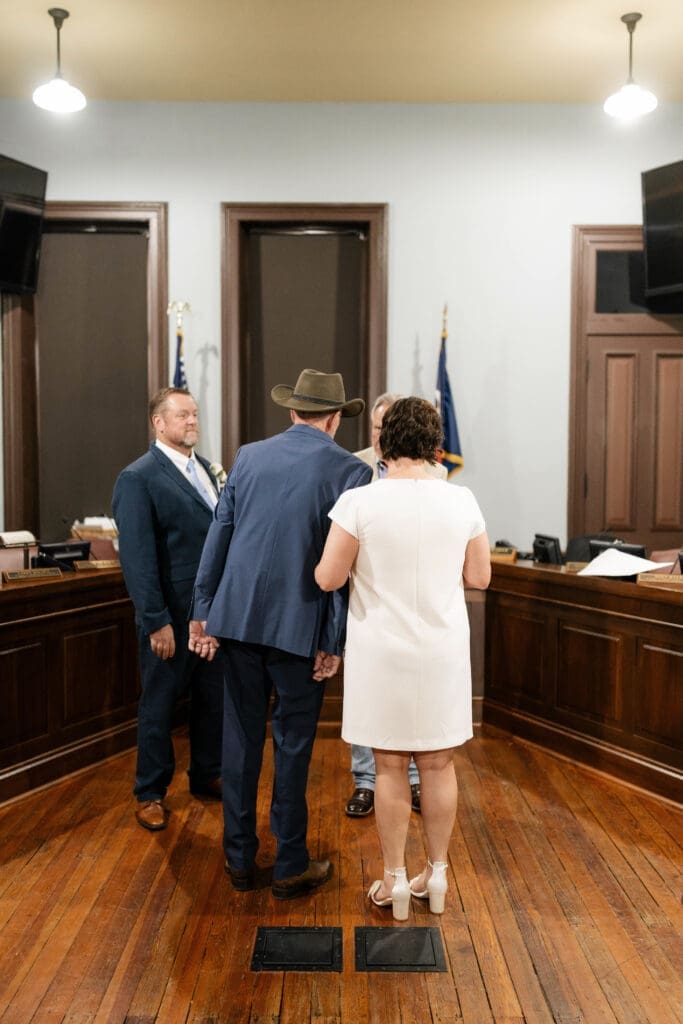 Wedding ceremony inside the historic Weatherford courthouse