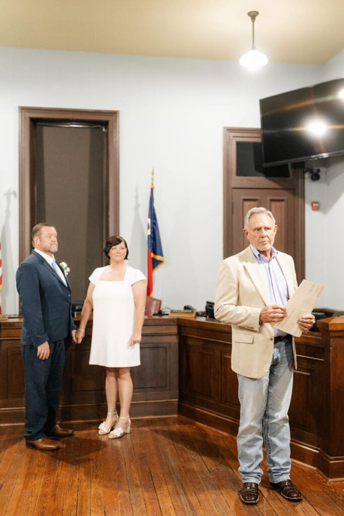 Wedding ceremony inside the historic Weatherford courthouse