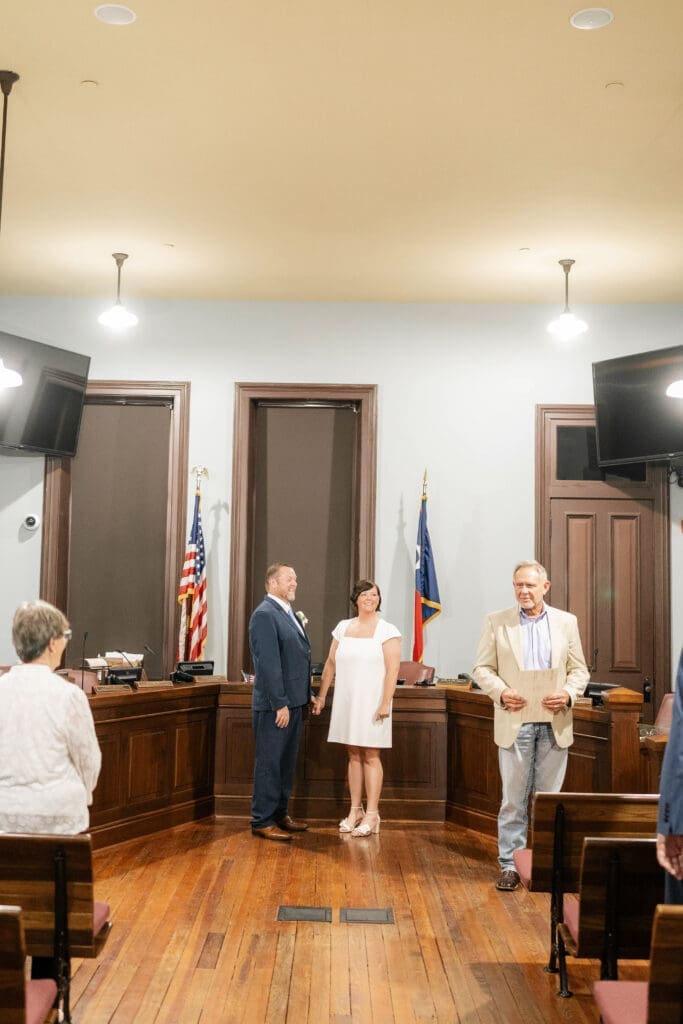 Wedding ceremony inside the historic Weatherford courthouse