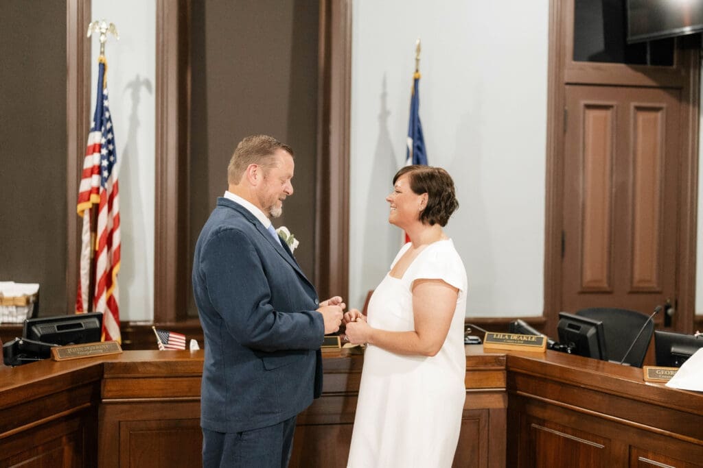 Wedding ceremony inside the historic Weatherford courthouse