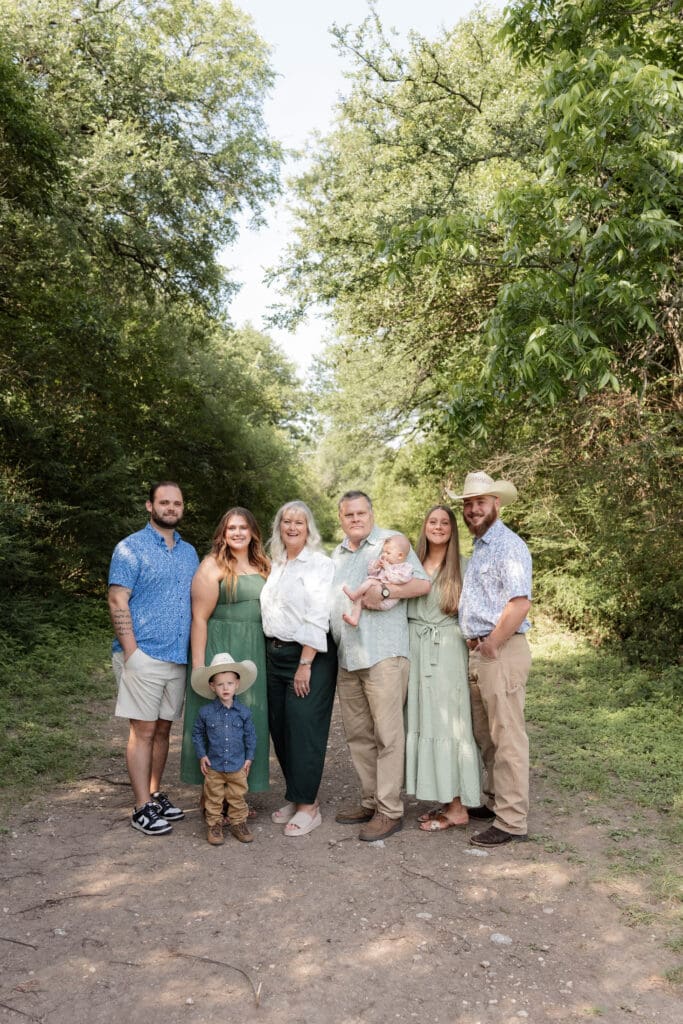 Family having fun during their full family photo session in Fort Worth, TX