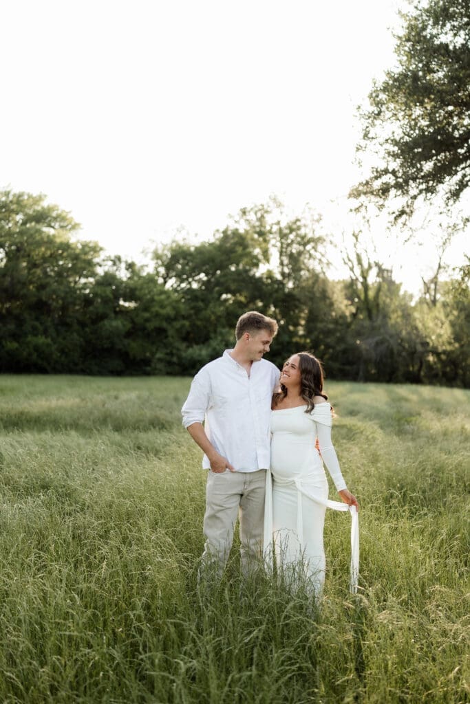 Golden hour maternity photos at Airfield Falls in Fort Worth, TX