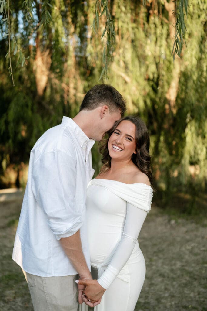 Golden hour maternity photos at Airfield Falls in Fort Worth, TX