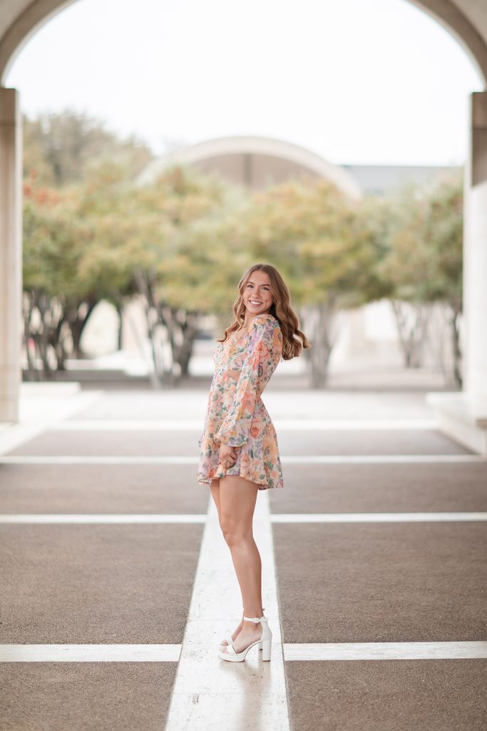 Girl posing at the Kimbell Art Museum